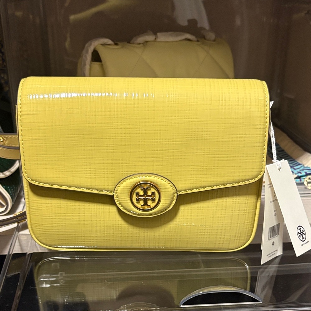 Tory Burch Robinson Yellow Leather Crossbody Bag